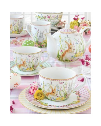 Set 2 cesti si farfurii pentru ceai, 240 ml, Happy Easter - SIMONA'S COOKSHOP